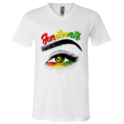 Juneteenth Eye African American V-Neck T-Shirt