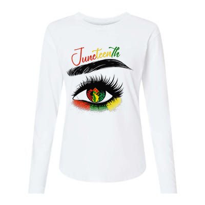 Juneteenth Eye African American  Black History Pride Womens Cotton Relaxed Long Sleeve T-Shirt