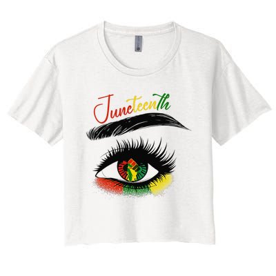 Juneteenth Eye African American  Black History Pride Women's Crop Top Tee