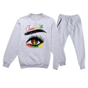 Juneteenth Eye African American  Black History Pride Premium Crewneck Sweatsuit Set