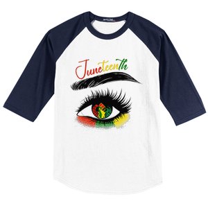 Juneteenth Eye African American  Black History Pride Baseball Sleeve Shirt