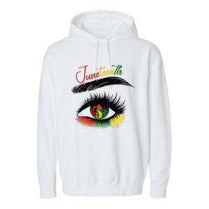 Juneteenth Eye African American  Black History Pride Garment-Dyed Fleece Hoodie