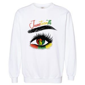 Juneteenth Eye African American  Black History Pride Garment-Dyed Sweatshirt