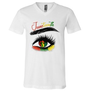 Juneteenth Eye African American  Black History Pride V-Neck T-Shirt