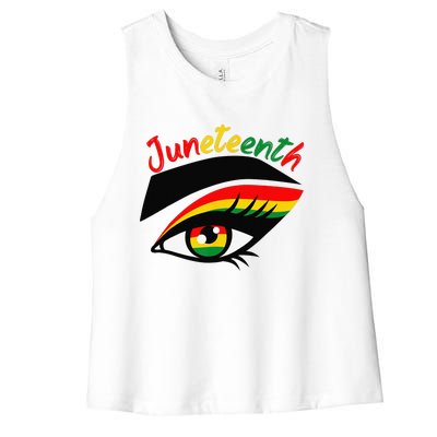 Juneteenth Eye African American Wo Black History Pride  Women's Racerback Cropped Tank