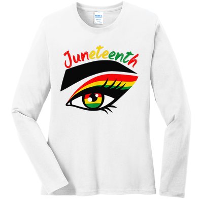 Juneteenth Eye African American Wo Black History Pride  Ladies Long Sleeve Shirt