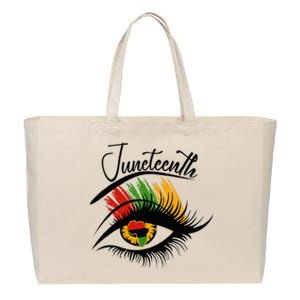 Juneteenth Eye African American Wo Black History Pride Cotton Canvas Jumbo Tote