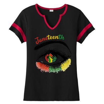 Juneteenth Eye African American Women Black History Pride Gift Ladies Halftime Notch Neck Tee