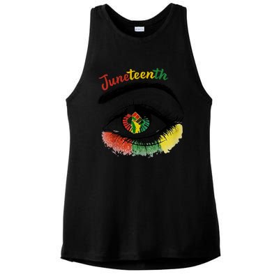 Juneteenth Eye African American Women Black History Pride Gift Ladies PosiCharge Tri-Blend Wicking Tank