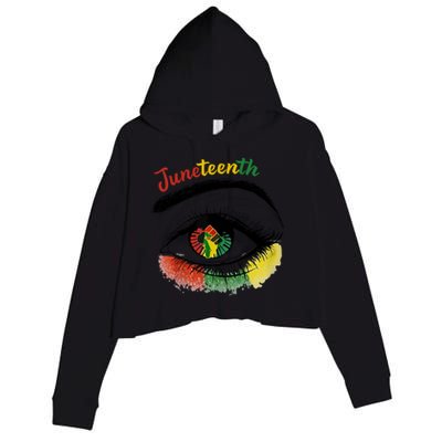 Juneteenth Eye African American Women Black History Pride Gift Crop Fleece Hoodie