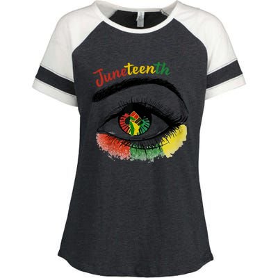 Juneteenth Eye African American Women Black History Pride Gift Enza Ladies Jersey Colorblock Tee