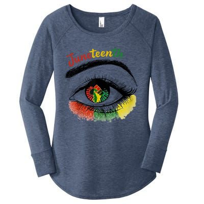 Juneteenth Eye African American Women Black History Pride Gift Women's Perfect Tri Tunic Long Sleeve Shirt