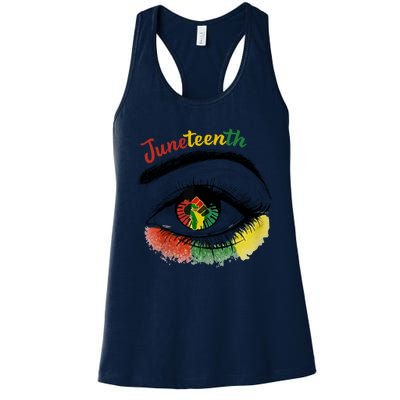 Juneteenth Eye African American Women Black History Pride Gift Women's Racerback Tank