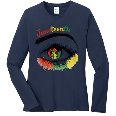 Juneteenth Eye African American Women Black History Pride Gift Ladies Long Sleeve Shirt