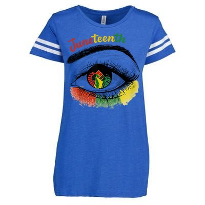 Juneteenth Eye African American Women Black History Pride Gift Enza Ladies Jersey Football T-Shirt