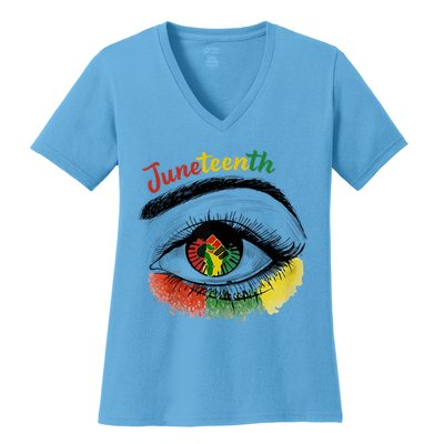 Juneteenth Eye African American Women Black History Pride Gift Women's V-Neck T-Shirt