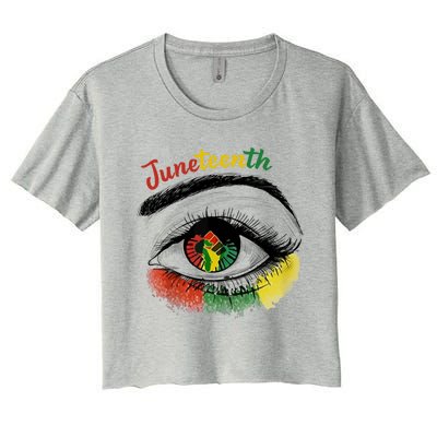 Juneteenth Eye African American Women Black History Pride Gift Women's Crop Top Tee