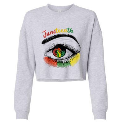 Juneteenth Eye African American Women Black History Pride Gift Cropped Pullover Crew