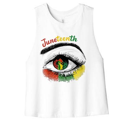 Juneteenth Eye African American Women Black History Pride Gift Women's Racerback Cropped Tank