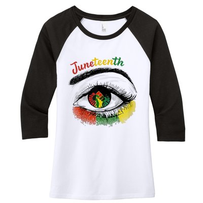 Juneteenth Eye African American Women Black History Pride Gift Women's Tri-Blend 3/4-Sleeve Raglan Shirt