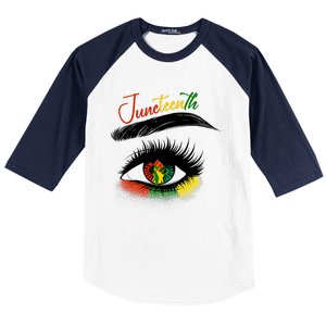 Juneteenth Eye African American Women Black History Pride Baseball Sleeve Shirt