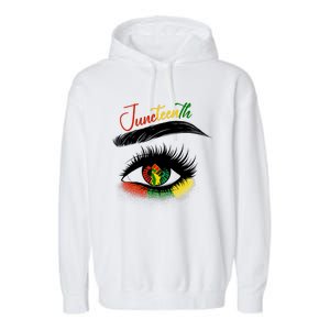 Juneteenth Eye African American Women Black History Pride Garment-Dyed Fleece Hoodie