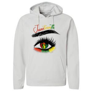 Juneteenth Eye African American Wo Black History Pride Performance Fleece Hoodie