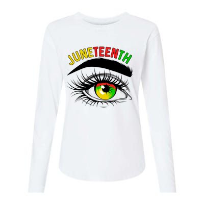 Juneteenth Eye African Black Independence Day Melanin Gift Womens Cotton Relaxed Long Sleeve T-Shirt