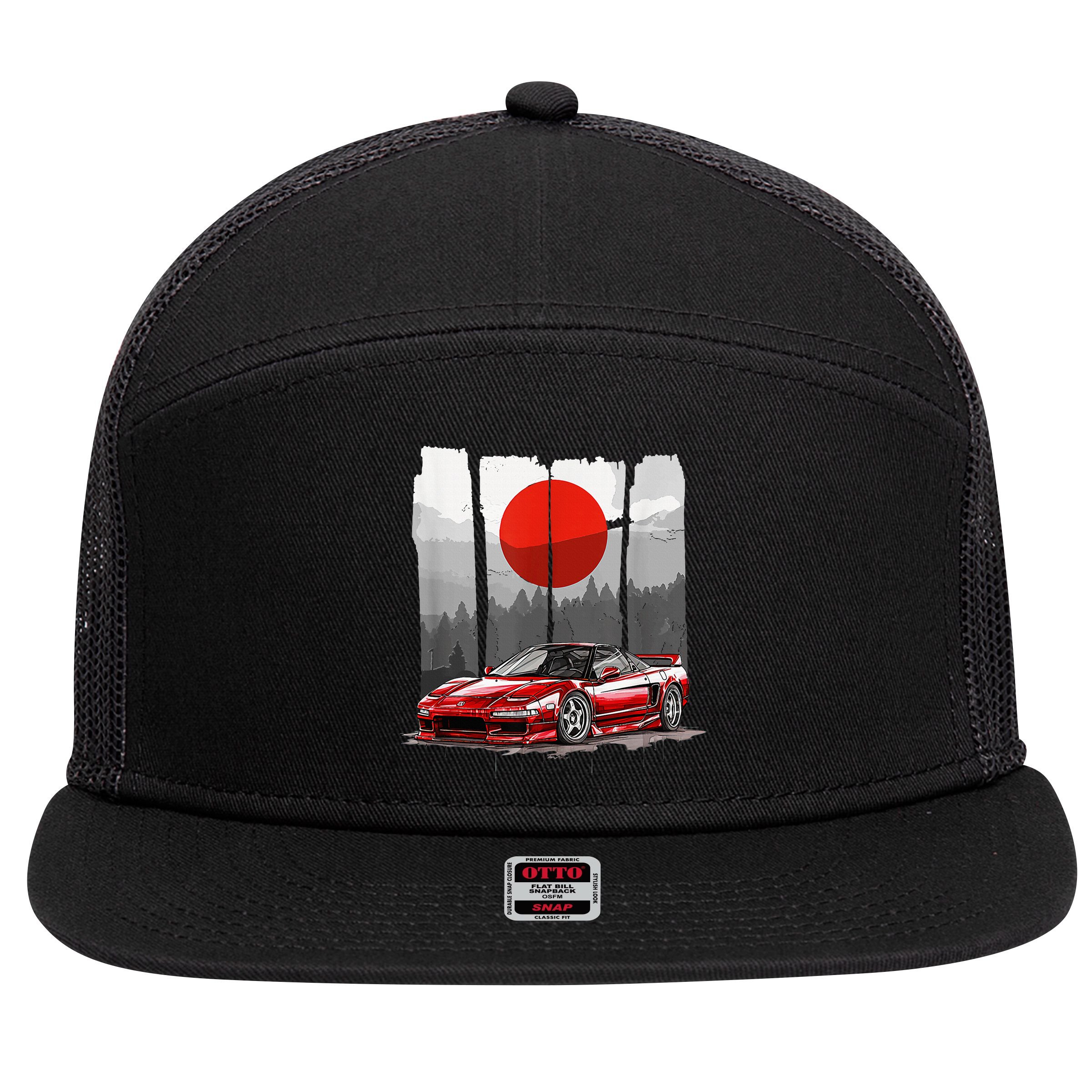 Jdm Euro Car Scene Nsx Tuning Drift Import 7 Panel Mesh Trucker Snapback Hat
