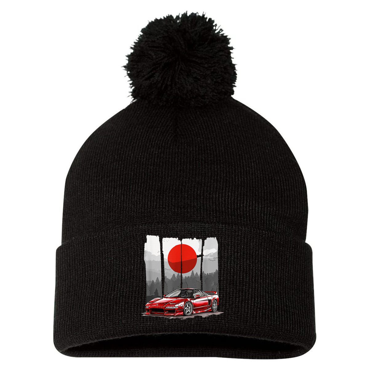 Jdm Euro Car Scene Nsx Tuning Drift Import Pom Pom 12in Knit Beanie