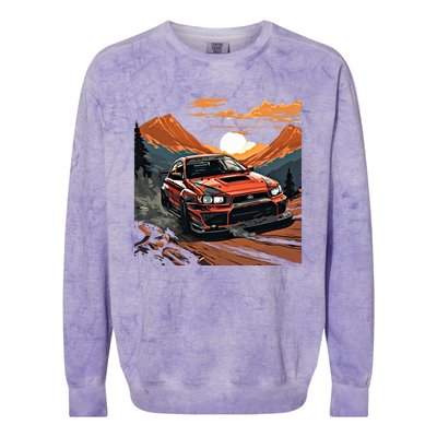 Jdm Evo Car Drift Mountain Racing Car Lover Graphic Gift Colorblast Crewneck Sweatshirt