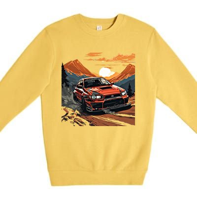 Jdm Evo Car Drift Mountain Racing Car Lover Graphic Gift Premium Crewneck Sweatshirt