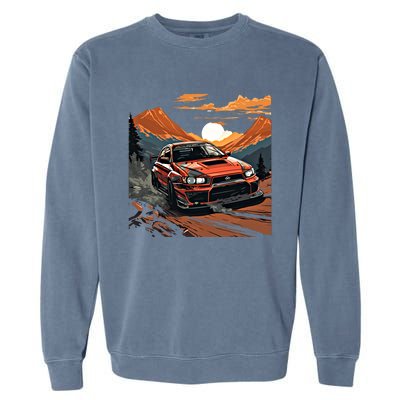 Jdm Evo Car Drift Mountain Racing Car Lover Graphic Gift Garment-Dyed Sweatshirt