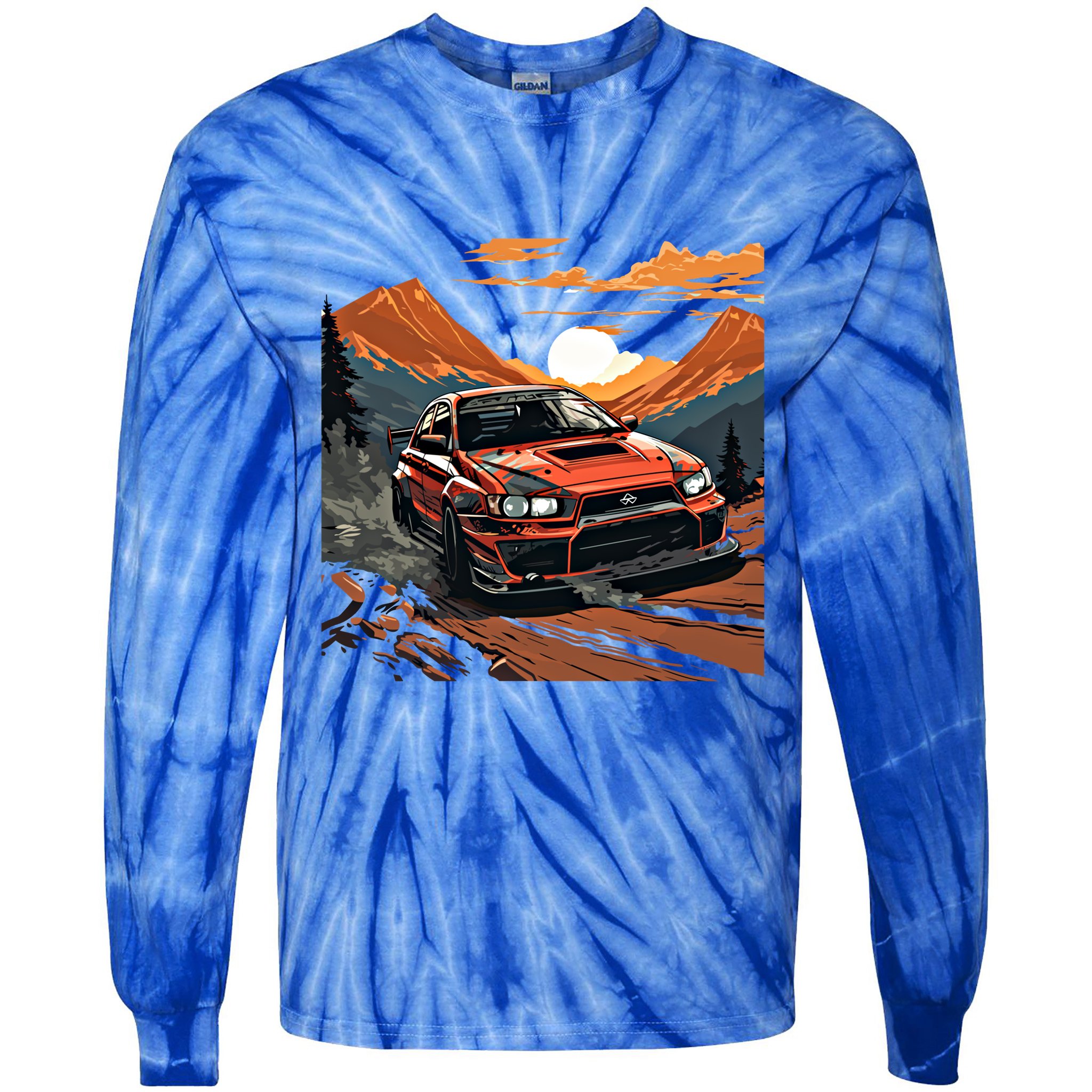 Jdm Evo Car Drift Mountain Racing Car Lover Graphic Gift Tie-Dye Long Sleeve Shirt