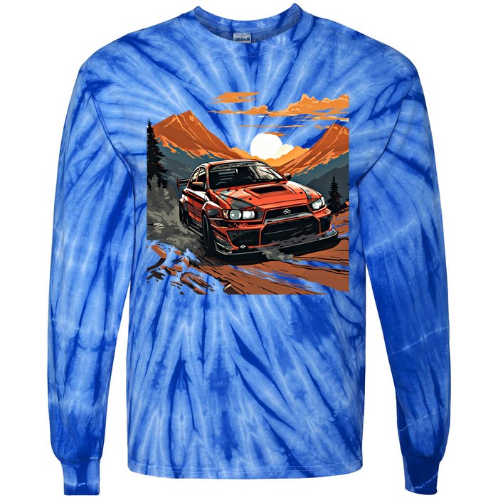 Jdm Evo Car Drift Mountain Racing Car Lover Graphic Gift Tie-Dye Long Sleeve Shirt