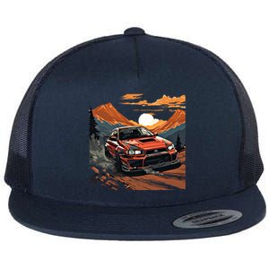 Jdm Evo Car Drift Mountain Racing Car Lover Graphic Gift Flat Bill Trucker Hat