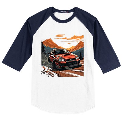 Jdm Evo Car Drift Mountain Racing Car Lover Graphic Gift Baseball Sleeve Shirt