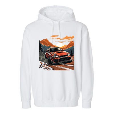 Jdm Evo Car Drift Mountain Racing Car Lover Graphic Gift Garment-Dyed Fleece Hoodie