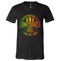 Juneteenth Emancipation Day Freedom Celebration Graphic V-Neck T-Shirt