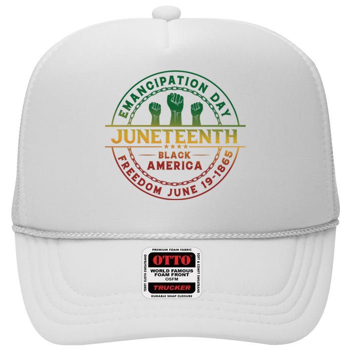 Juneteenth Emancipation Day Freedom 1865 Black America High Crown Mesh Back Trucker Hat