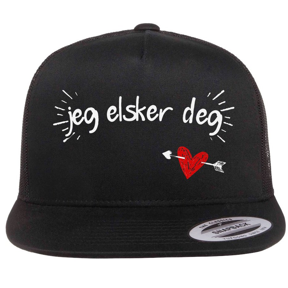 Jeg Elsker Deg I Love You In Norwegian Flat Bill Trucker Hat