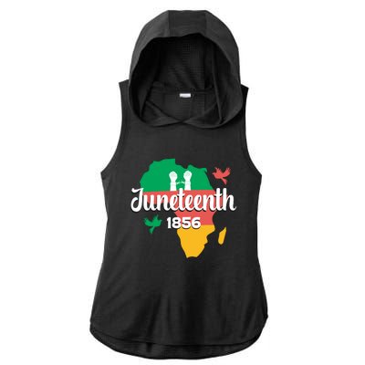 Juneteenth Emancipation Day Commemoration Ladies PosiCharge Tri-Blend Wicking Draft Hoodie Tank