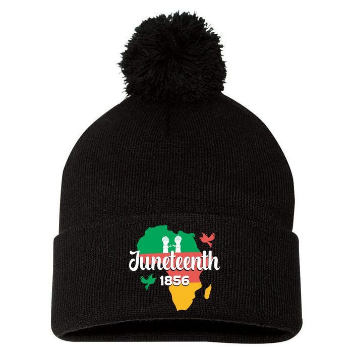 Juneteenth Emancipation Day Commemoration Pom Pom 12in Knit Beanie