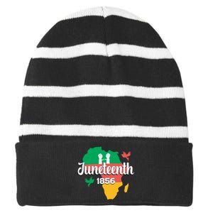 Juneteenth Emancipation Day Commemoration Striped Beanie with Solid Band