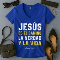 Jesus Es El Camino En Espanol Christian Spanish Preachers Premium Women's V-Neck T-Shirt