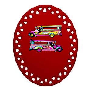 Jeepney Ceramic Oval Ornament