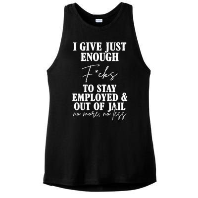 Just Enough Fucks To Stay Employed Out Of Jail Funny Ladies PosiCharge Tri-Blend Wicking Tank