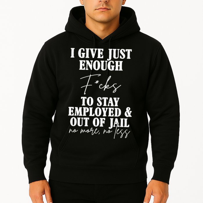 Just Enough Fucks To Stay Employed Out Of Jail Funny Hoodie