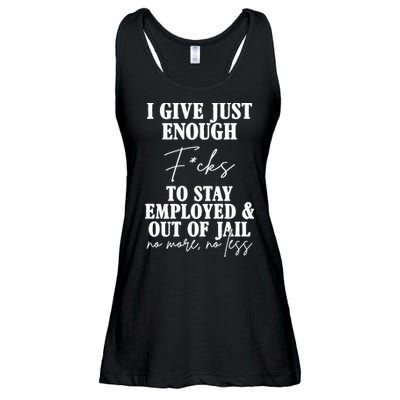 Just Enough Fucks To Stay Employed Out Of Jail Funny Ladies Essential Flowy Tank