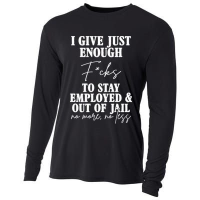 Just Enough Fucks To Stay Employed Out Of Jail Funny Cooling Performance Long Sleeve Crew